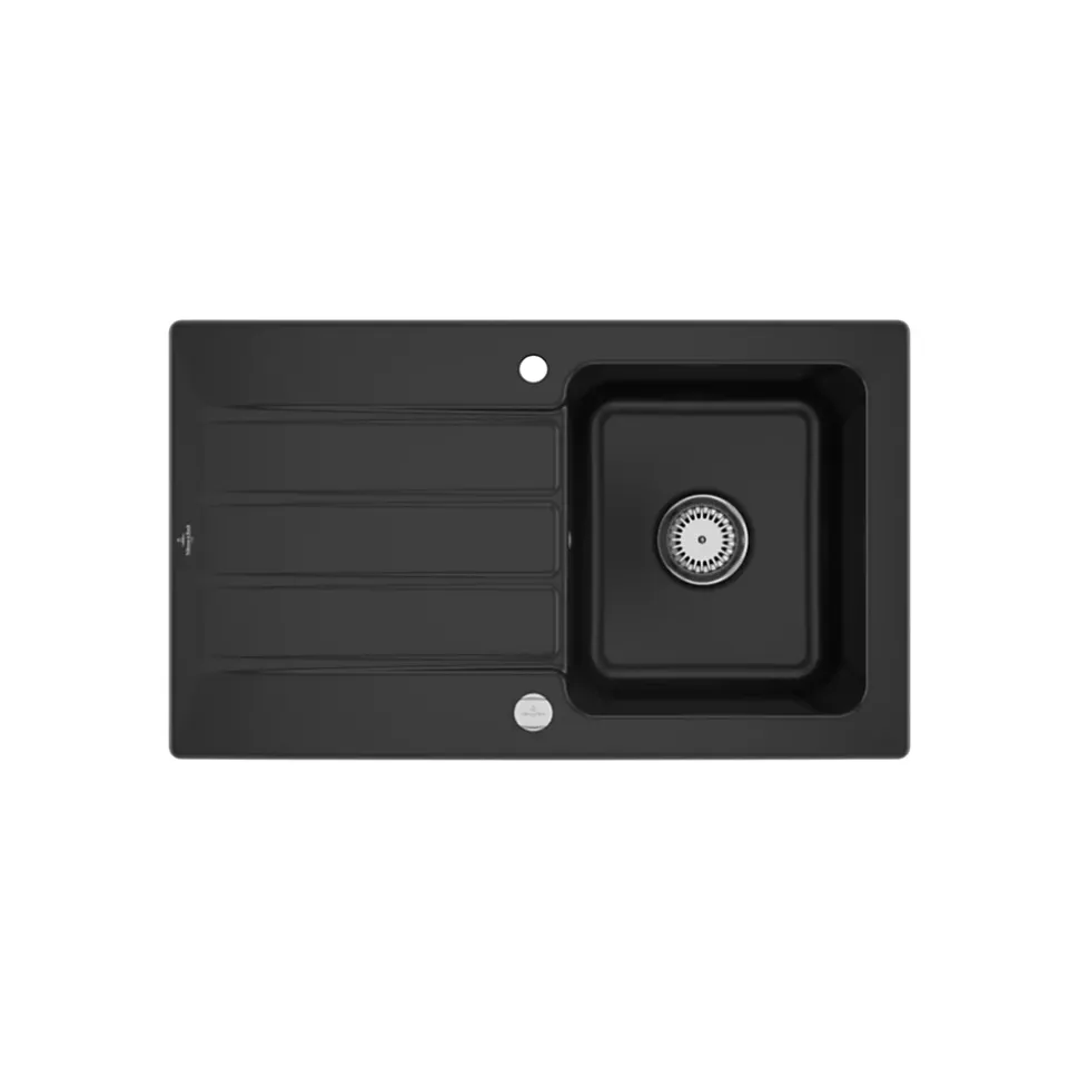 Evier céramique Villeroy & Boch ARCHITECTURA noir mat 1 bac 1 égouttoir