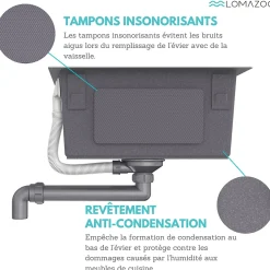 Evier cuisine 1 bac Inox LOMAZOO Polaris 34 cm