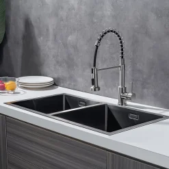 Evier cuisine 2 bacs inox LOMAZOO Vermont 815x450 mm Anthracite