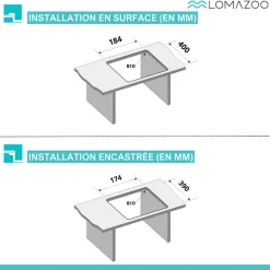 Evier cuisine 2 bacs inox LOMAZOO Proxima 595x450 mm