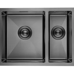 Evier cuisine 2 bacs inox LOMAZOO Galaxy 595x450 mm Anthracite