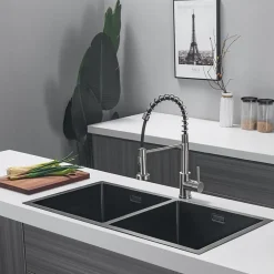 Evier cuisine 2 bacs inox LOMAZOO Aquarius 875x450 mm Anthracite