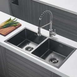 Evier cuisine 2 bacs inox LOMAZOO Aquarius 875x450 mm Anthracite