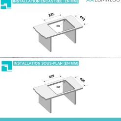 Evier cuisine 2 bacs inox LOMAZOO Aquarius 875x450 mm Anthracite