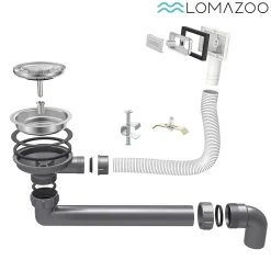 Evier cuisine 2 bacs inox LOMAZOO Phantom 875x450 mm