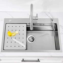 Evier Cuisine en Inox 70 cm CECIPA MAX Evier 1 Bac avec Plateau Egouttoir Panier Distributeur de Savon