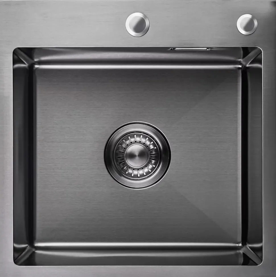 Evier Cuisine LOMAZOO Ella 34 cm Inox avec distributeur de savon Anthracite