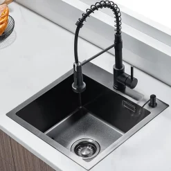 Evier Cuisine LOMAZOO Ella 34 cm Inox avec distributeur de savon Anthracite