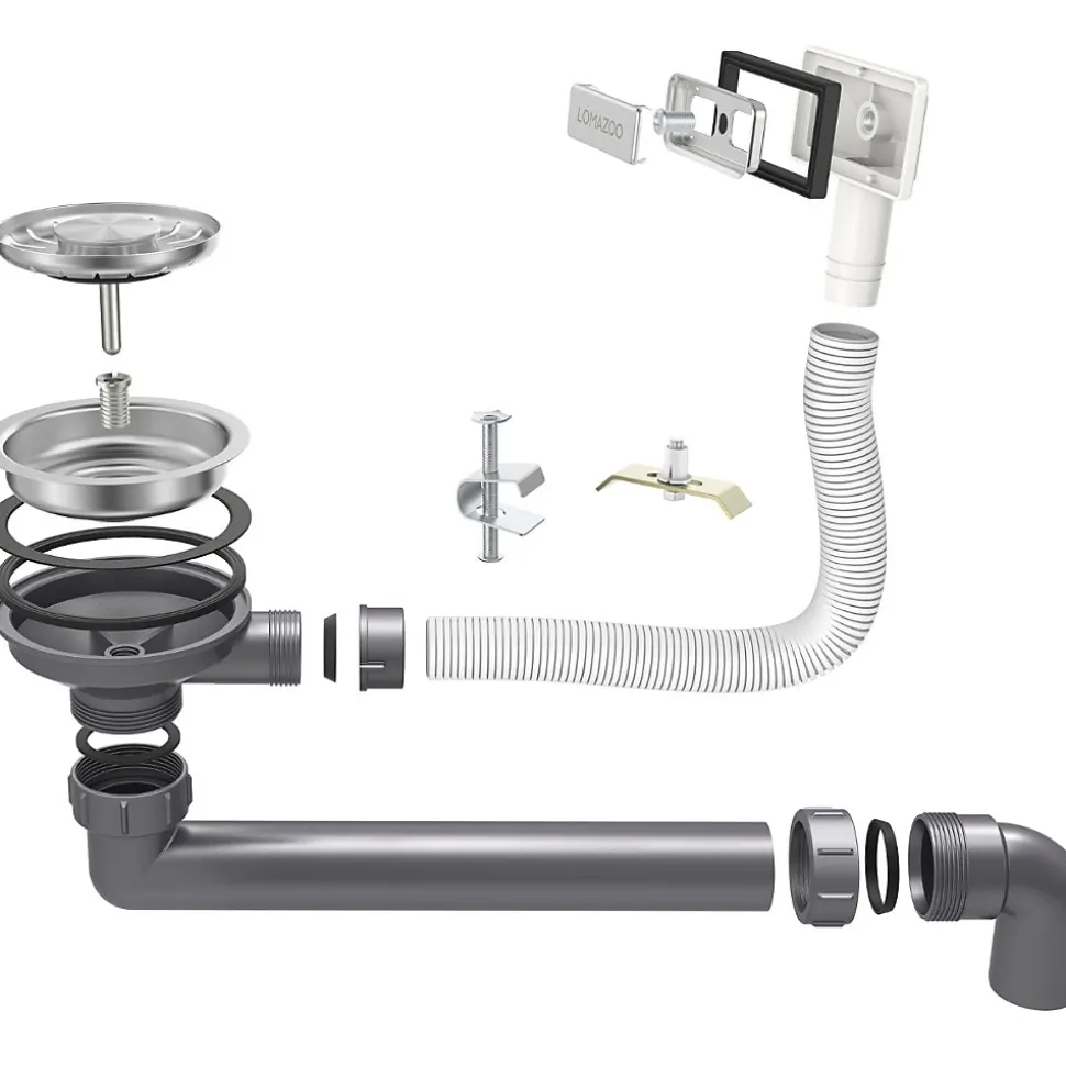 Evier Cuisine LOMAZOO Ella 34 cm Inox avec distributeur de savon Anthracite