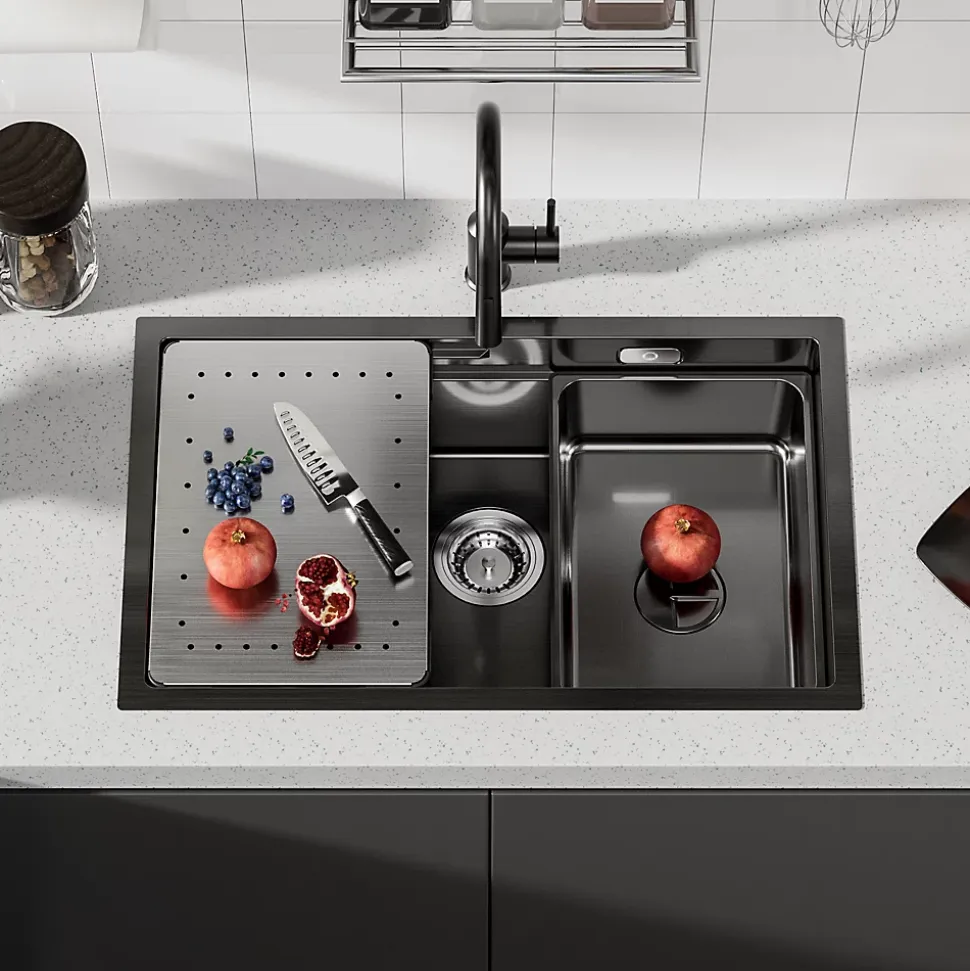 Evier de Cuisine 70 cm Cecipa MAX Evier 1 Bac en Inox avec Plateau Egouttoir Panier