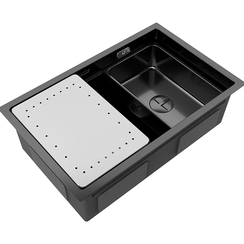 Evier de Cuisine 70 cm Cecipa MAX Evier 1 Bac en Inox avec Plateau Egouttoir Panier