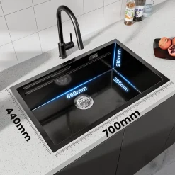 Evier de Cuisine 70 cm Cecipa MAX Evier 1 Bac en Inox avec Plateau Egouttoir Panier