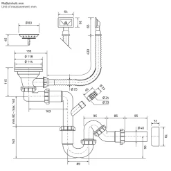 Evier de cuisine en acier inoxydable à encastrer argenté avec vidage 40x34 cm