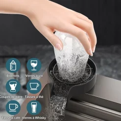 Evier en acier inoxydable SIRHONA 750x450x230mm Noir Kit d'évier multifonctionnel Bouton double Affichage de la température