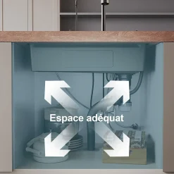 Evier en acier inoxydable SIRHONA 750x450x230mm Noir Kit d'évier multifonctionnel Bouton double Affichage de la température