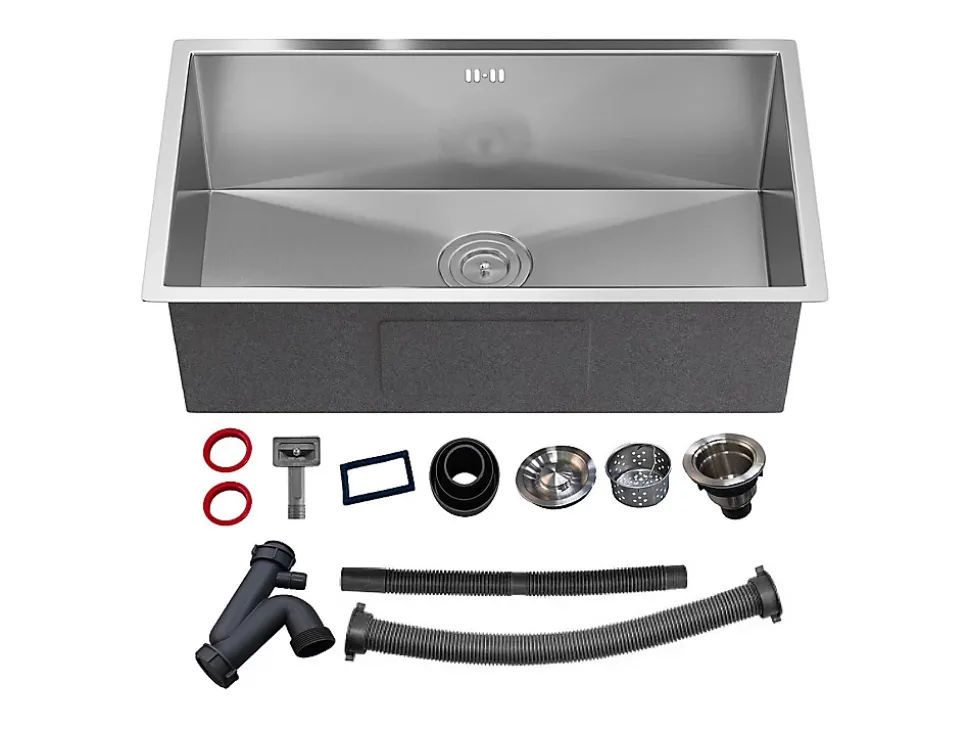 Evier en acier inoxydable - 76x45 cm - Gris - SOELA