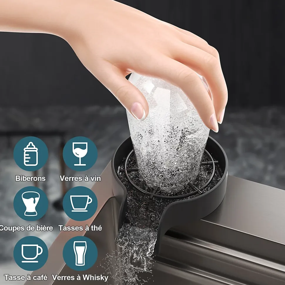 Evier en acier inoxydable SIRHONA 750x450x230mm Noir Kit d'évier multifonctionnel Pratique et résistant.