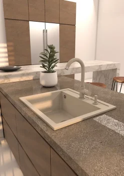 Evier en granit 1 bac sans égouttoir - granit SABLE -QUADRO