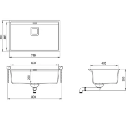 EVIER en granit 1 bac - GRANIT NOIR - DELICIA
