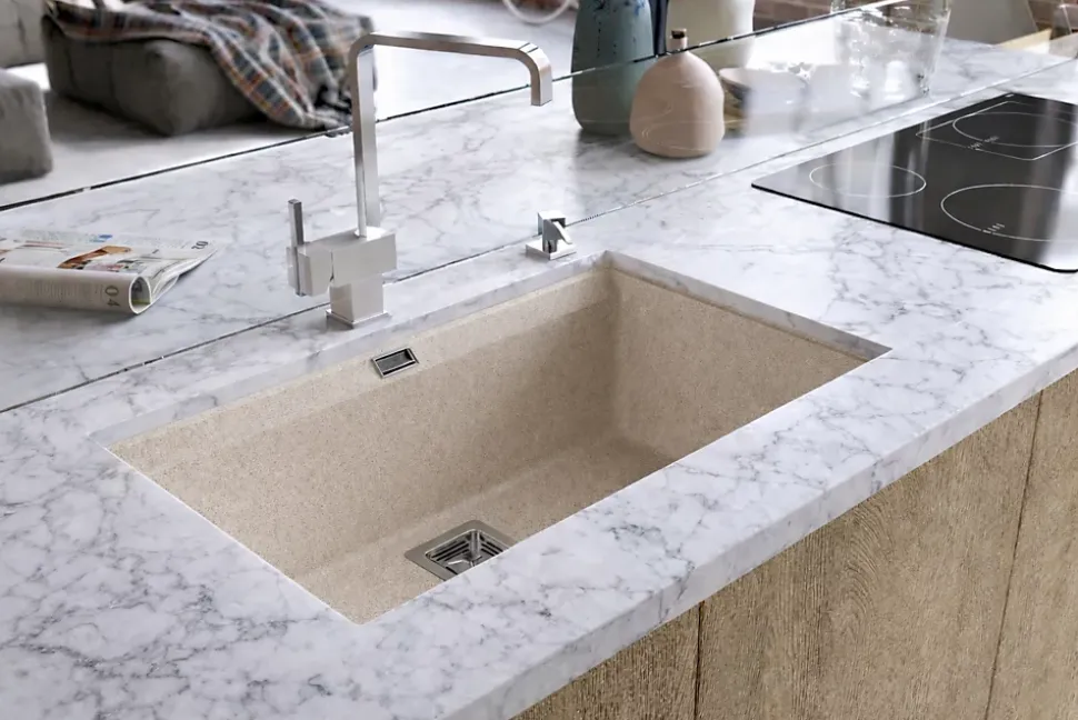 EVIER en granit 1 bac SANS EGOUTTOIR GRANIT SABLE - DELICIA