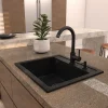 Evier en granit 1 bac sans égouttoir - granit NOIR - QUADRO