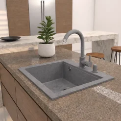 Evier en granit 1 bac sans égouttoir - granit GRIS - QUADRO