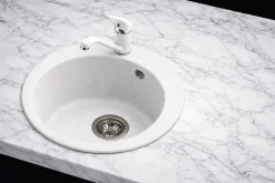 Evier en granit BLANC - 1 bac - rond 505x505 - CLARUS