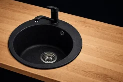 Evier en granit NOIR - 1 bac - rond 505x505 - CLARUS