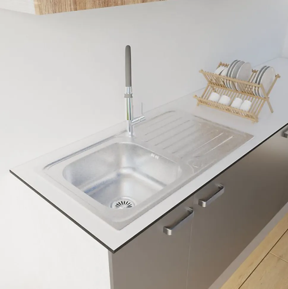 Evier en inox 1 bac + égouttoir EVINOX 86 cm x 50 cm