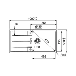 Evier Franke Centro Fragranit+ CNG611-XL Auto - Gris Ardoise