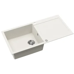 Evier granit blanc Helika TESIS 1 grand bac - 1 égouttoir