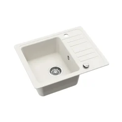 Evier granit blanc Helika NOTUS 1 bac - 1 petit égouttoir
