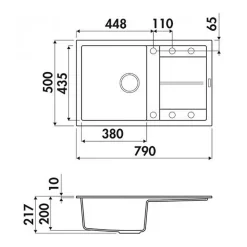 Evier granit noir Luisina MAESTOSO 1 bac 1 égouttoir