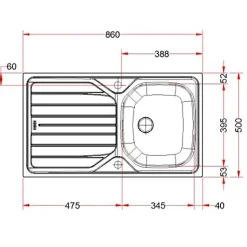 Evier inox à encastrer monocuve avec égouttoir 86x50cm - FRANKE - 897659