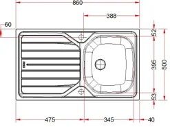 Evier inox à encastrer monocuve avec égouttoir 86x50cm - FRANKE - 897659