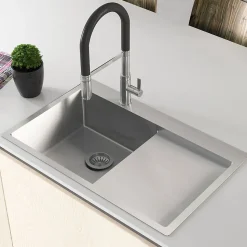 Evier inox Helika LUNY 1 bac - 1 égouttoir à droite