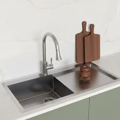 Evier inox Helika LUNY 1 grand bac 1 égouttoir droite