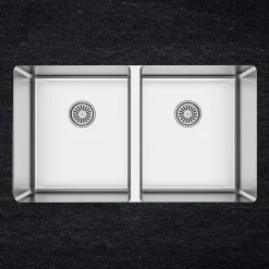 Evier inox sous-plan MAX 2 bacs 750x440