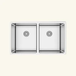 Evier inox sous-plan MAX 2 bacs 750x440