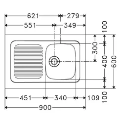 Evier monocuve inox SPX avec égouttoir 900x600cm à poser MAN 711-900 - FRANKE - 082508