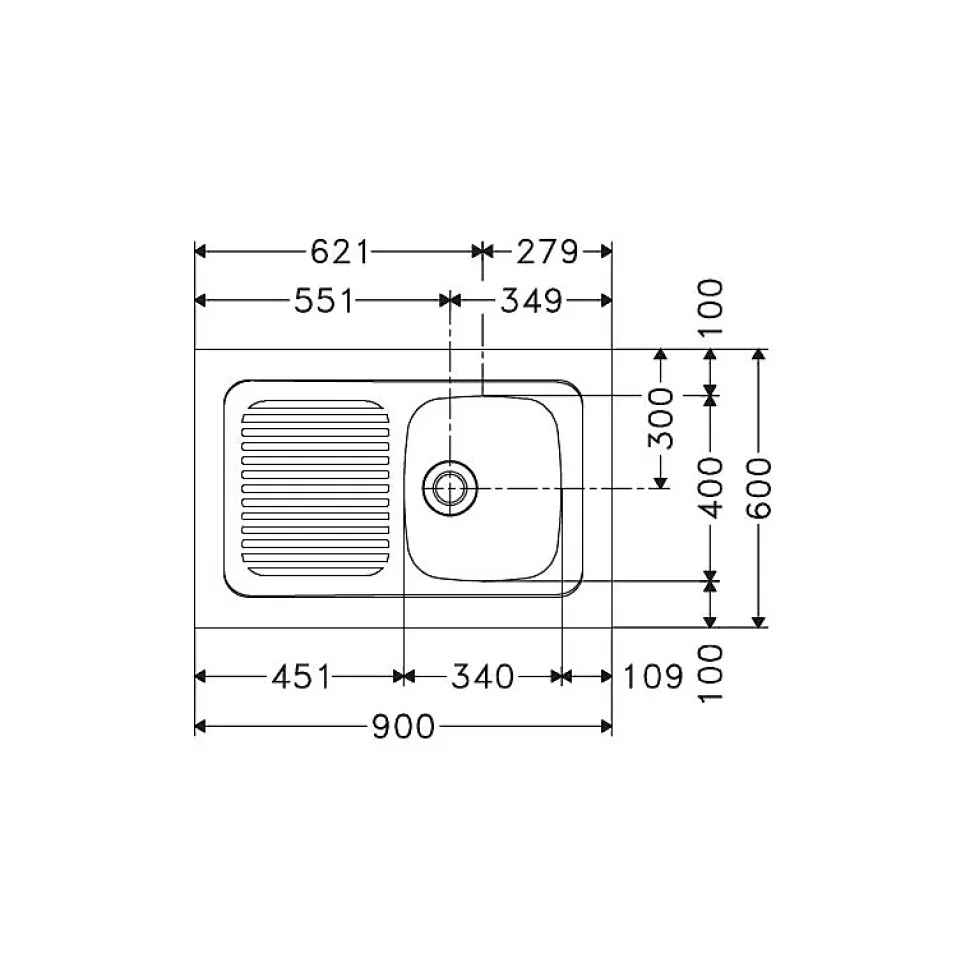 Evier monocuve inox SPX avec égouttoir 900x600cm à poser MAN 711-900 - FRANKE - 082508