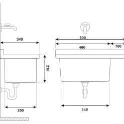 Evier poste d'eau interieur et exterieur polypropylène gris 50cm