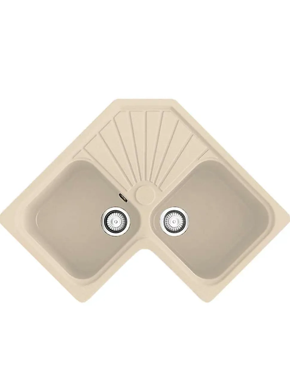 Evier pour meuble d'angle à encastrer Poalgi Agata Pergamon - 2 bacs avec égouttoir