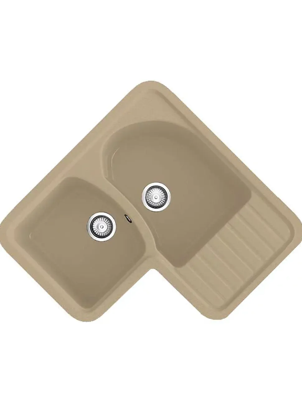 Evier pour meuble d'angle à encastrer Poalgi Jade Albero - 2 bacs avec égouttoir