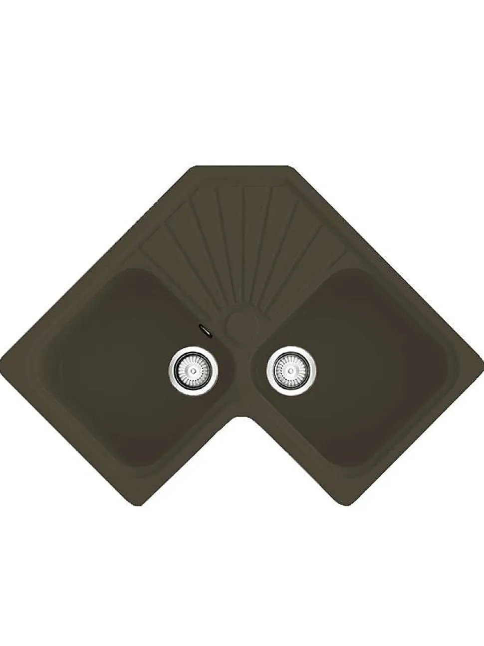 Evier pour meuble d'angle à encastrer Poalgi Agata Tundra - 2 bacs avec égouttoir