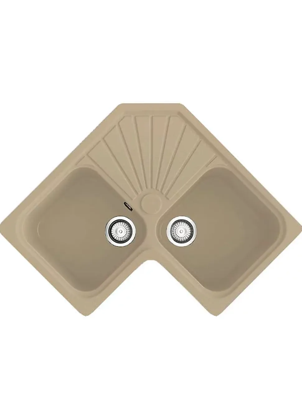 Evier pour meuble d'angle à encastrer Poalgi Agata Albero - 2 bacs avec égouttoir