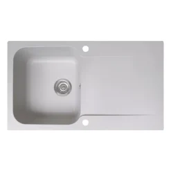 Evier réversible 1 cuve 1 égouttoir en résine gris Essebagno Lisse