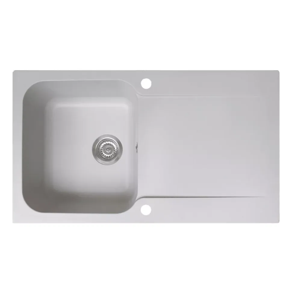 Evier réversible 1 cuve 1 égouttoir en résine gris Essebagno Lisse