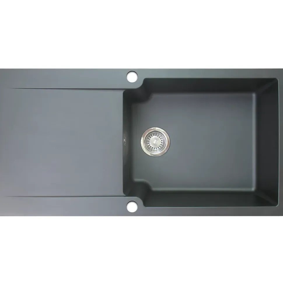 Evier réversible 1 grande cuve 1 égouttoir en résine gris Essebagno Lisse