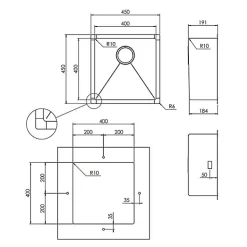 Evier sous plan inox lisse VIBRATO Luisina 1 bac 450x450 mm